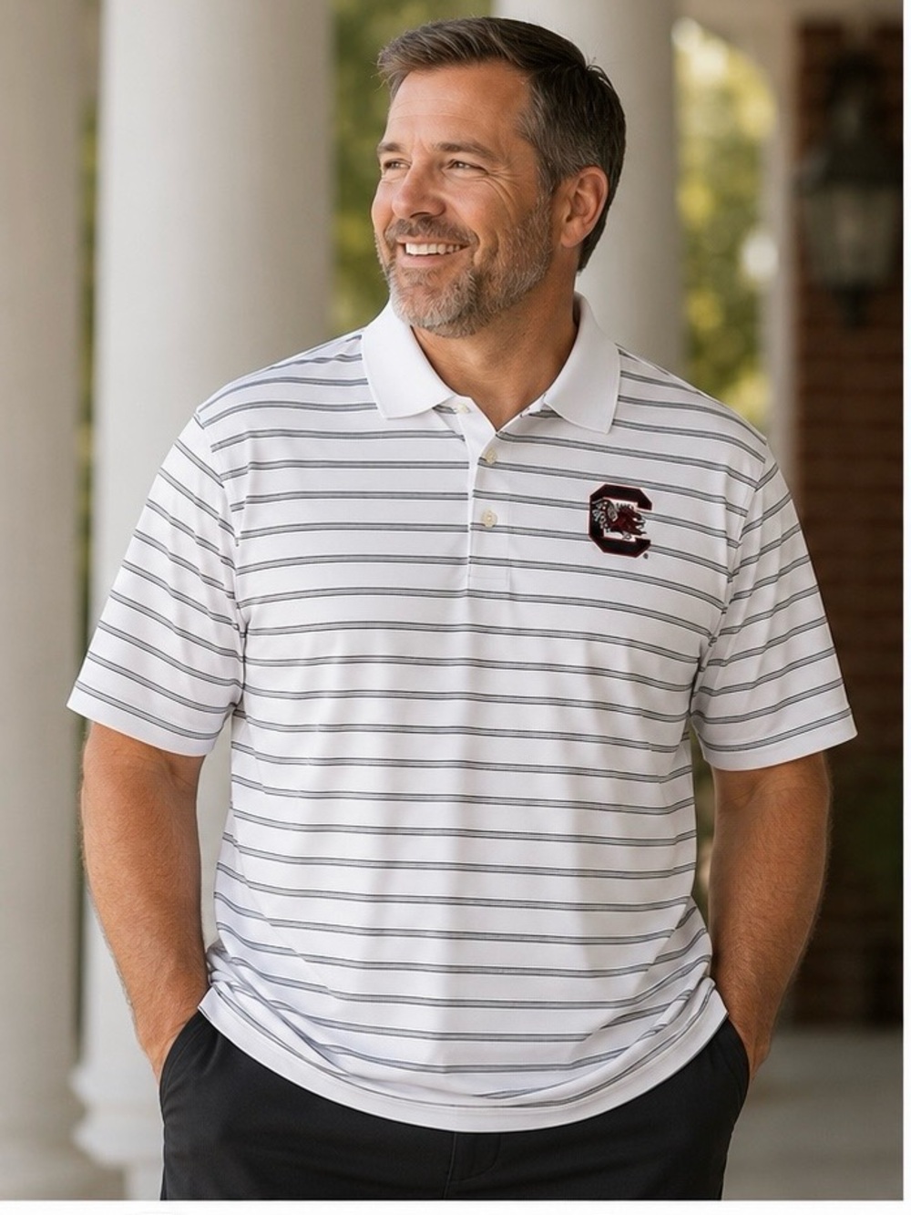 PING South Carolina Gamecocks Golf Polo Men’s XL White Gray Stripe